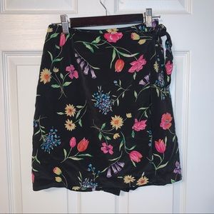 Silk floral mini skirt